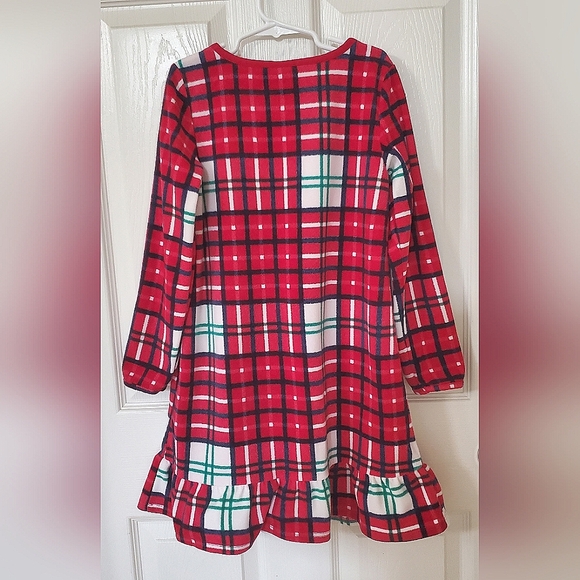 Gymboree Plaid Fleece Long Sleeve Nightgown Girls Size Medium (7-8) - Picture 3 of 7